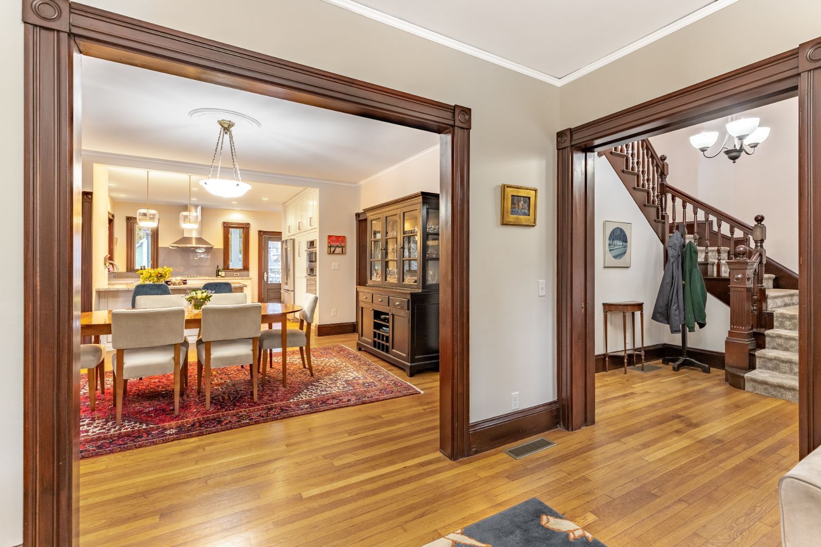 Dining room remodel in Melrose, MA by Pegasus Design-to-Build with open concept to kitchen-optimized